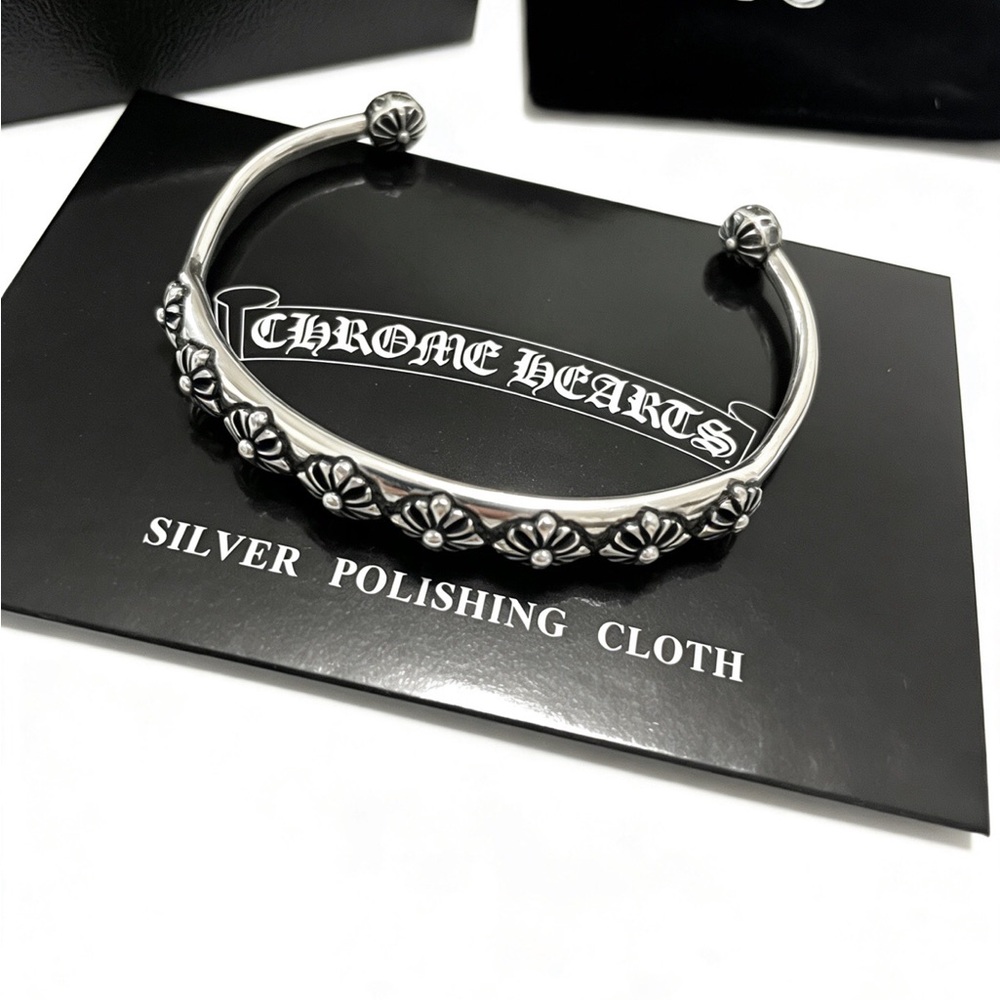 Brand New Chrome Hearts Classic Cross Pattern Open Cuff Bracelet